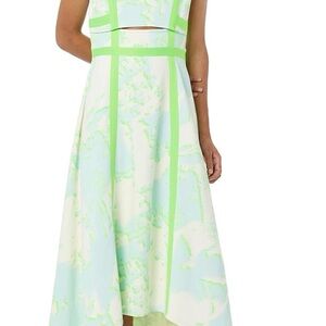 Pastel Mint Marble High-Low Dress with Neon Trim